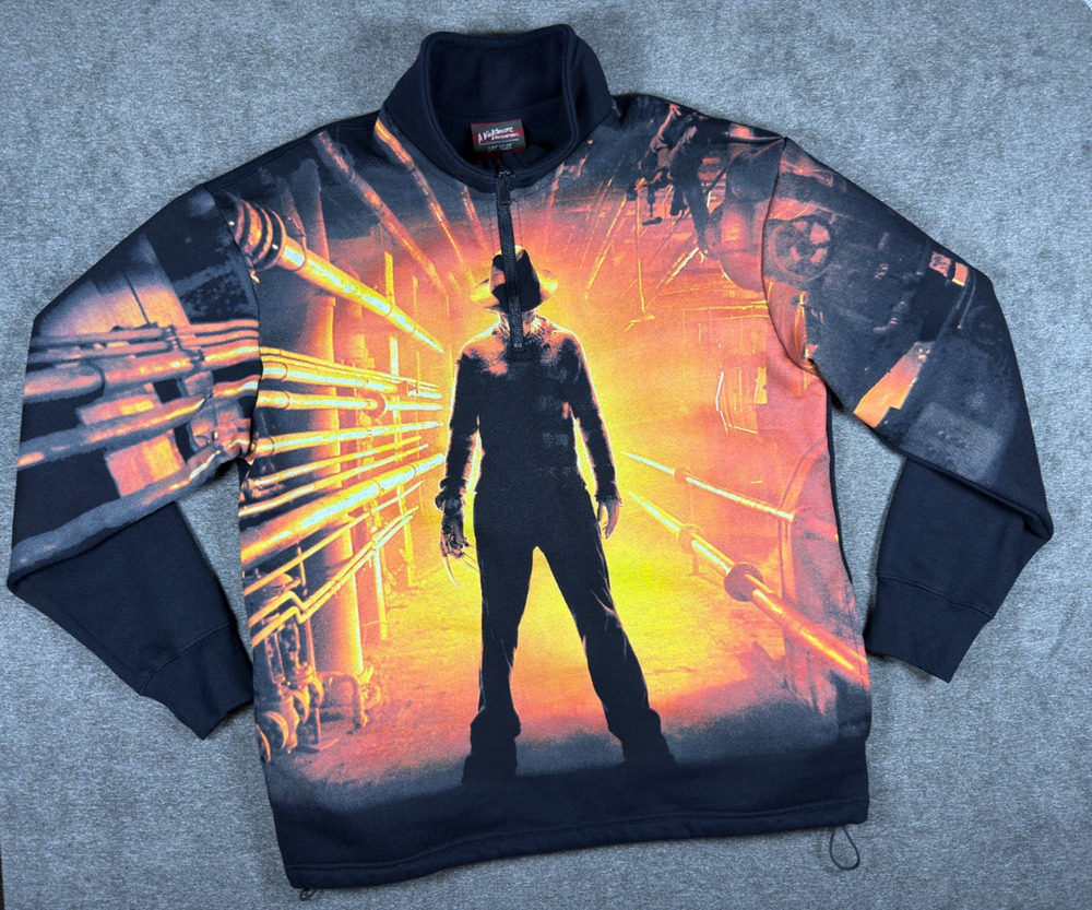 Nightmare On Elm Street Freddy Krueger Quarter Zip Sweatshirt L Halloween Scary